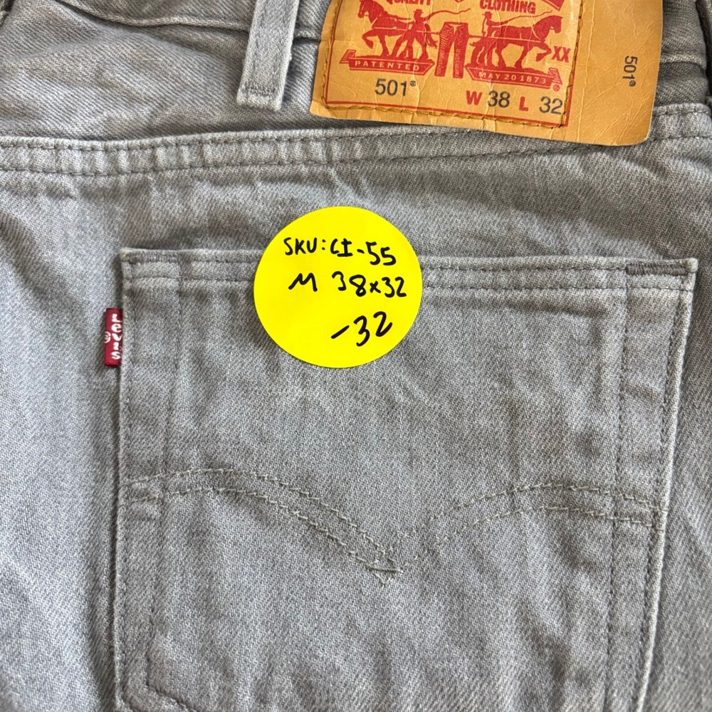 Levis 501 Original Fit Grey Straight Leg‎ Button Fly Denim Jeans Mens 38x32 - Picture 6 of 6